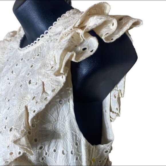 Happy x nature eyelet coquette ruffle romper NWT cream white 6 flaw fairy preppy - Picture 8 of 11